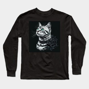 Bengal Cat And Rose Long Sleeve T-Shirt